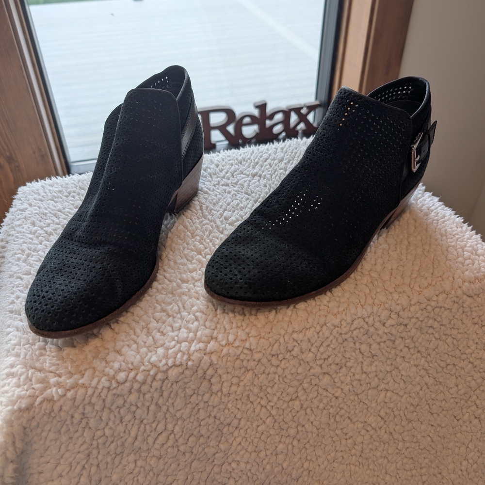 Sam Edelman Black Perforated Ankle Booties